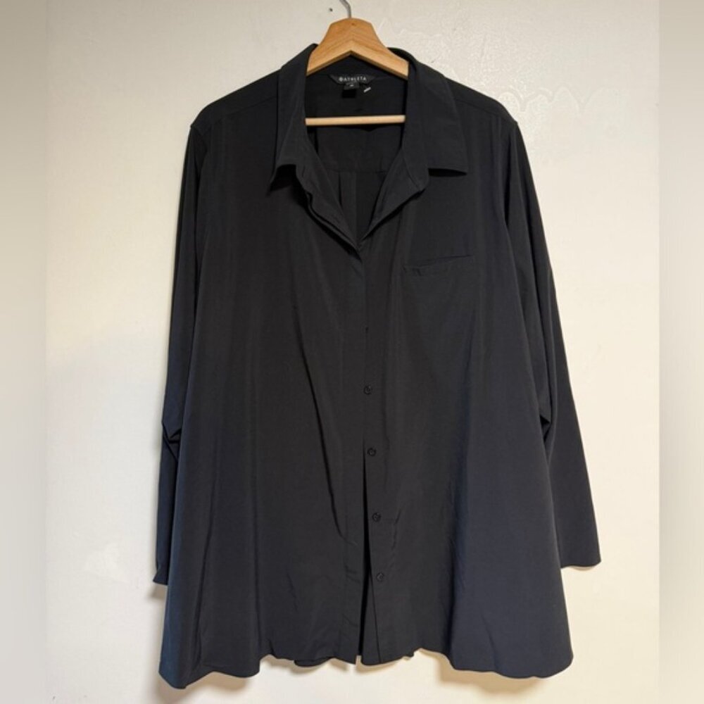 Athleta Women’s Oversized Button-Up Shirt Black Size 3X - Picture 2 of 8